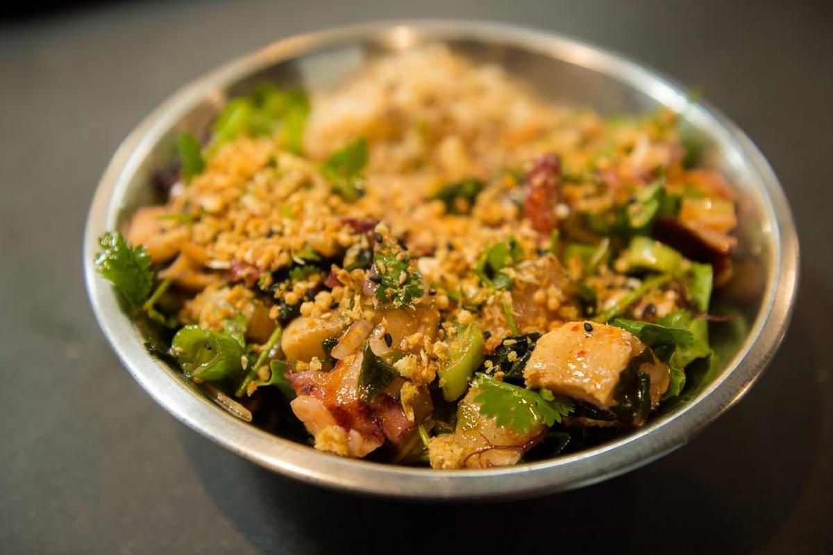 A bowl of poke is served at the Fish Face Poke Bar in Emeryville’s Public Market.