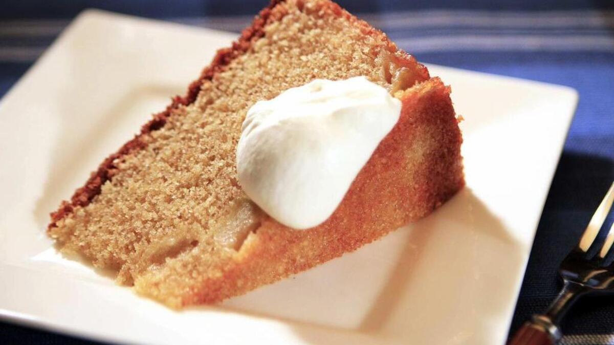 This apple butter cake incorporates almond meal and cornmeal with whole-wheat and all-purpose flours for a dense, wonderfully crumbly texture.
