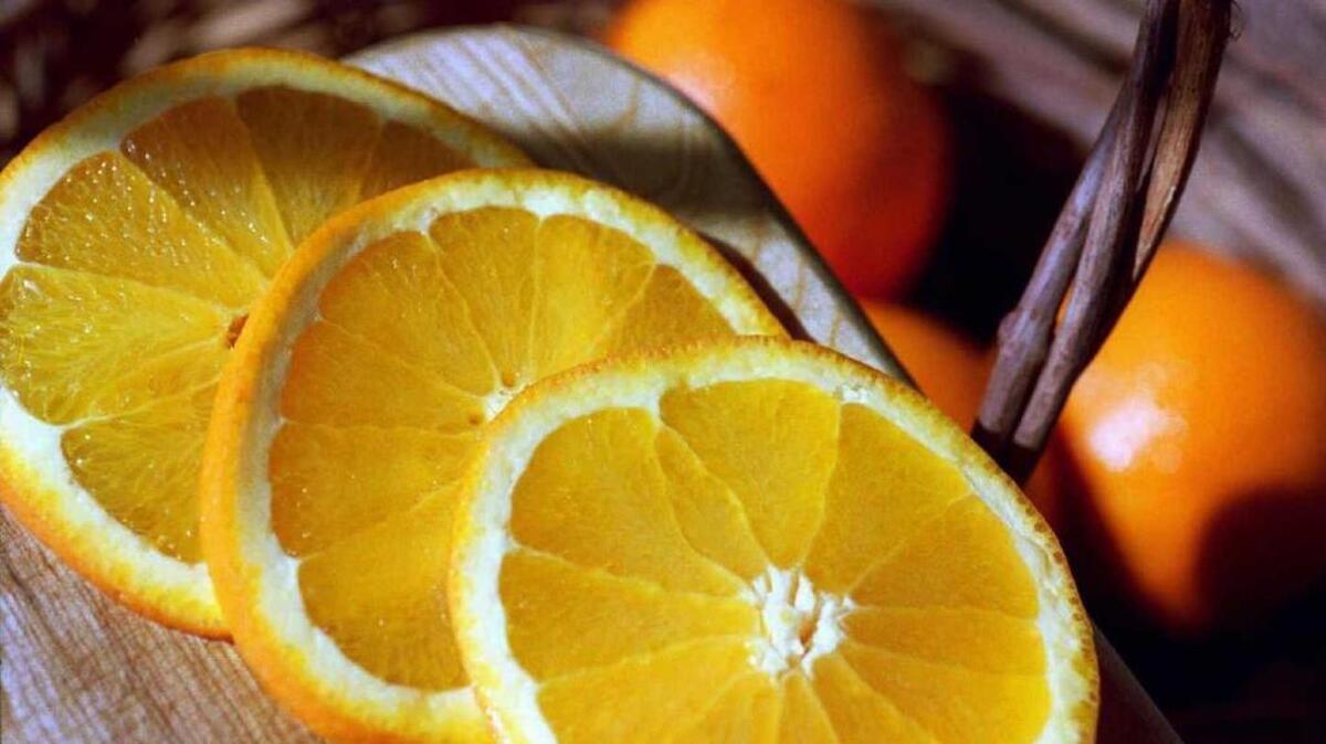 The seedless California navel orange contains a whole day’s worth of vitamin C. Oranges are also a good source of potassium and moderate sources of vitamin A.