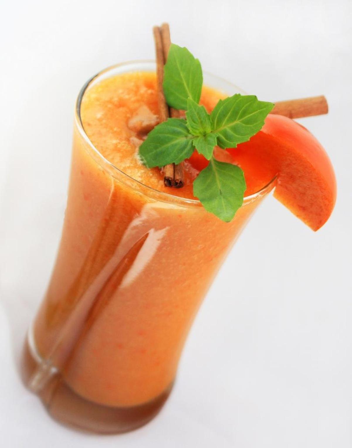 Cinnamon basil microgreens add another dimension of flavor to this persimmon-cinnamon smoothie.