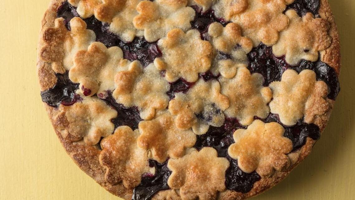 This Passover blueberry pie includes ground almonds in the crust.
