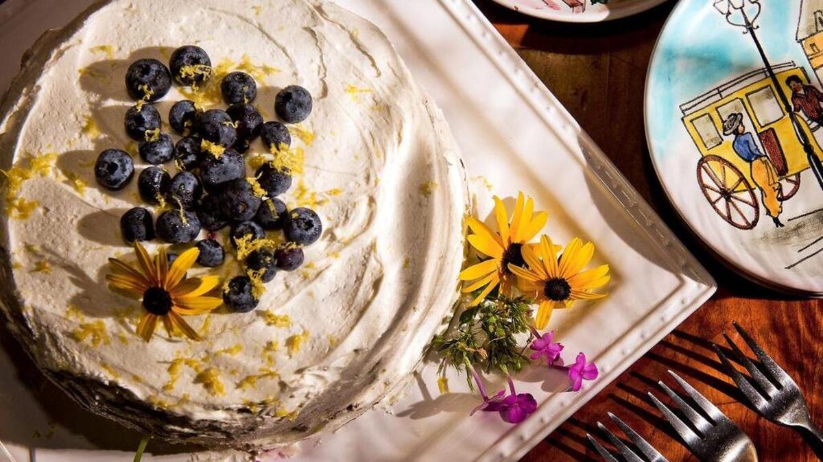 Blueberries and lemons are a natural match, but this pretty cake also includes zucchini.