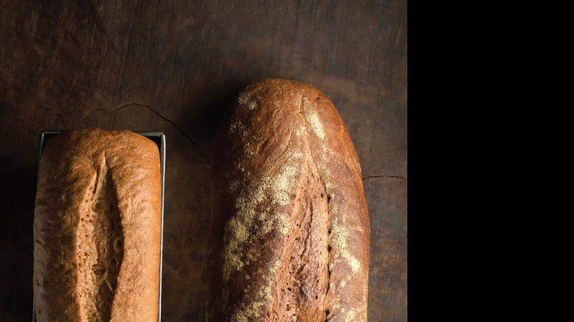 
Sprouted whole wheat bread (recipe, Page D2), made with four ingredients (one of which is water), is presented in Peter Reinhart’s new book, “Bread Revolution.”
