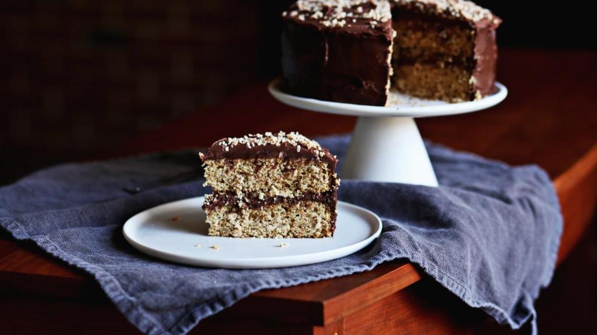 This chocolate coconut whipped cream cake is entirely vegan.