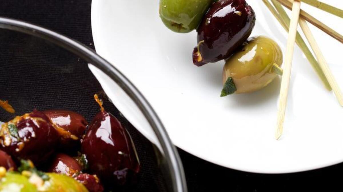 Refrigerate olives with fried herbs for up to a week.