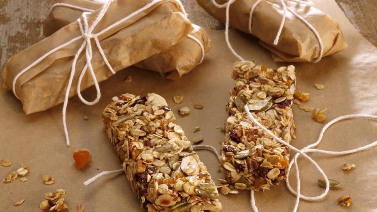 Loaded with nuts and dried fruit, homemade granola bars travel well.