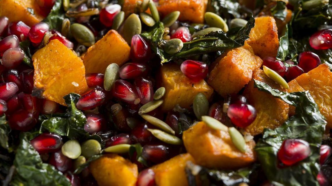 A roasted pumpkin and wild rice salad made by Kate Washington.