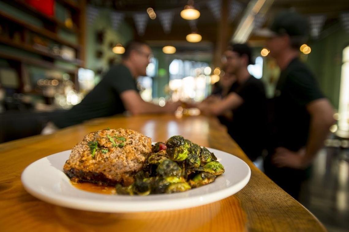 Meatloaf with the Brussels sprouts at Oakhaus.
