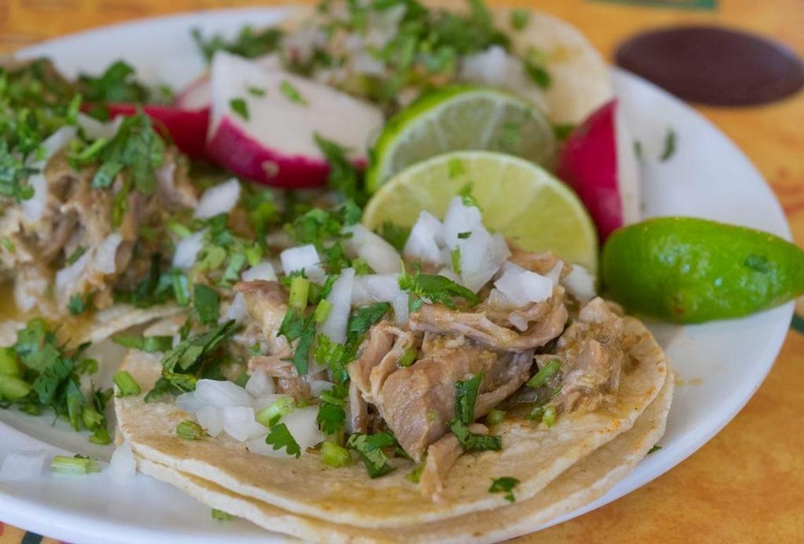 Chili verde tacos at the El Pueblo Meat Market & Deli