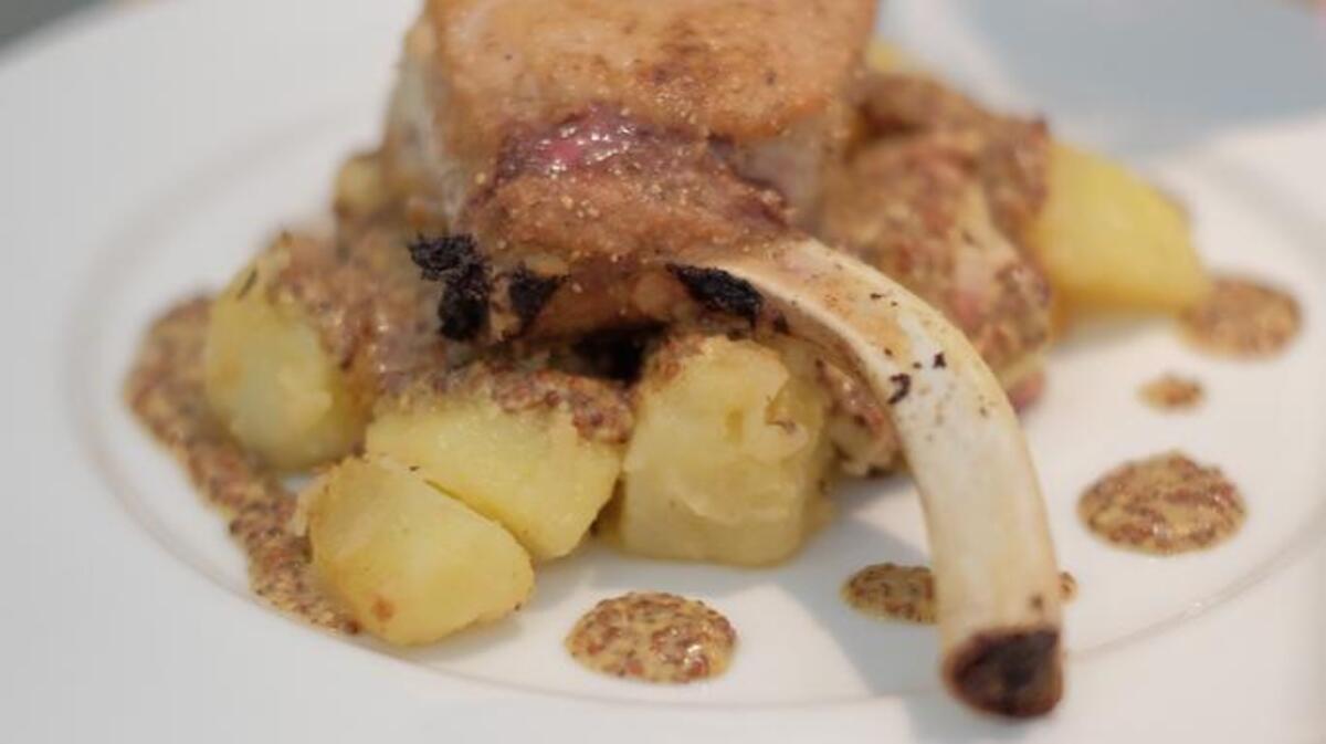 TableVine’s pork chop with Alsatian potatoes.