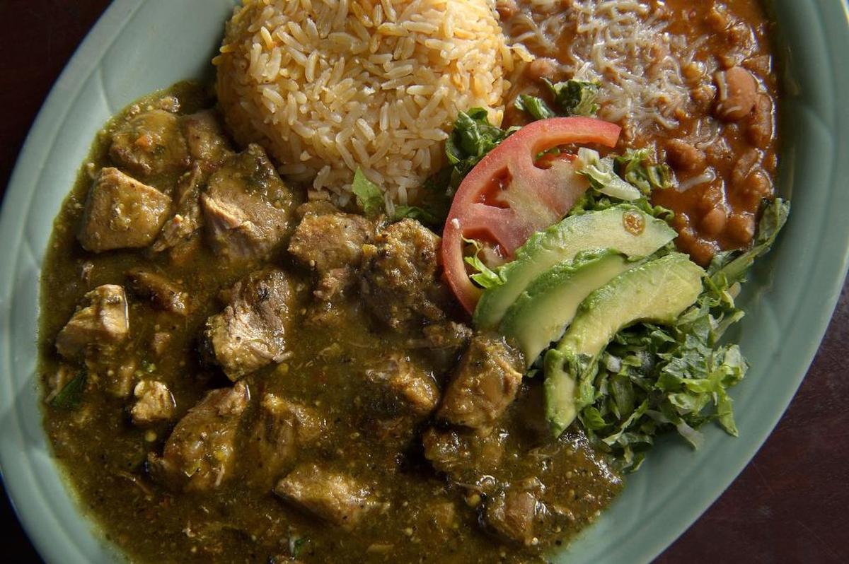 A chile verde plate is among the highlights at Taqueria Maya, a familiy business that has been at its Broadway site since 2012.