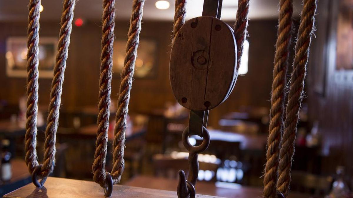 The nautical theme inside the Sail Inn, which closed permanently on Dec. 31, 2020.