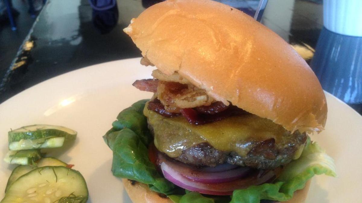 House-ground smoked brisket and bacon burger at Smokey Oaks Tavern