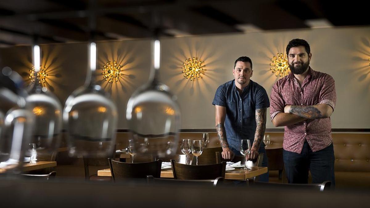 Executive chef Matt Masera, left, and general manager Mike Williams are looking to open Saddle Rock bar and restaurant in mid-June. They are adopting the name, and flavor, of the city’s first restaurant.