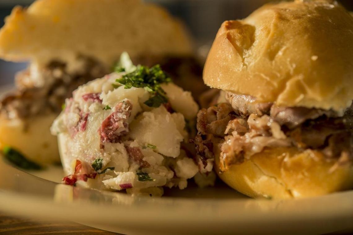 French dip with a scoop of the potato salad at Oakhaus.