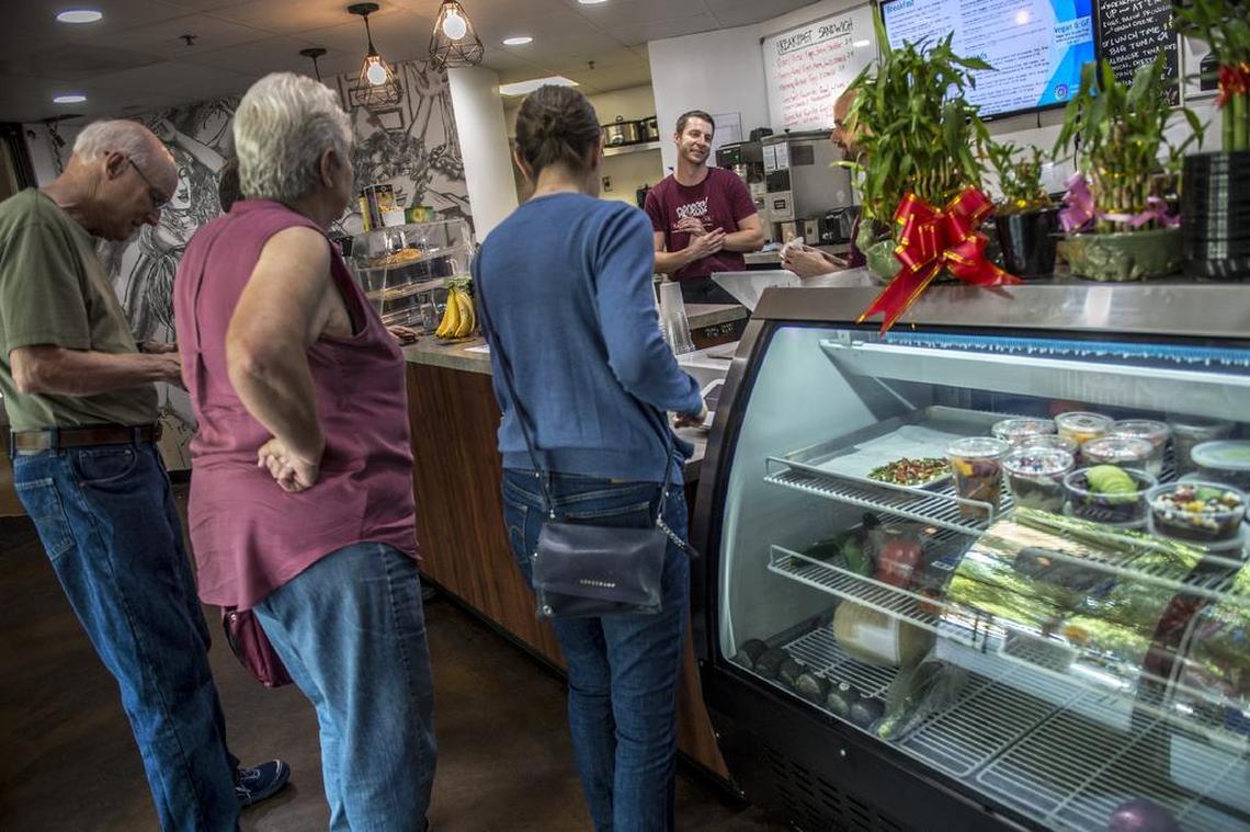 Customers fill Recess Cafe at lunchtime on Tuesday July 3, 2018 in Sacramento. The cafe is mostly  takeout with fresh soup, sandwiches and salads daily located at 1102 Q Street. 