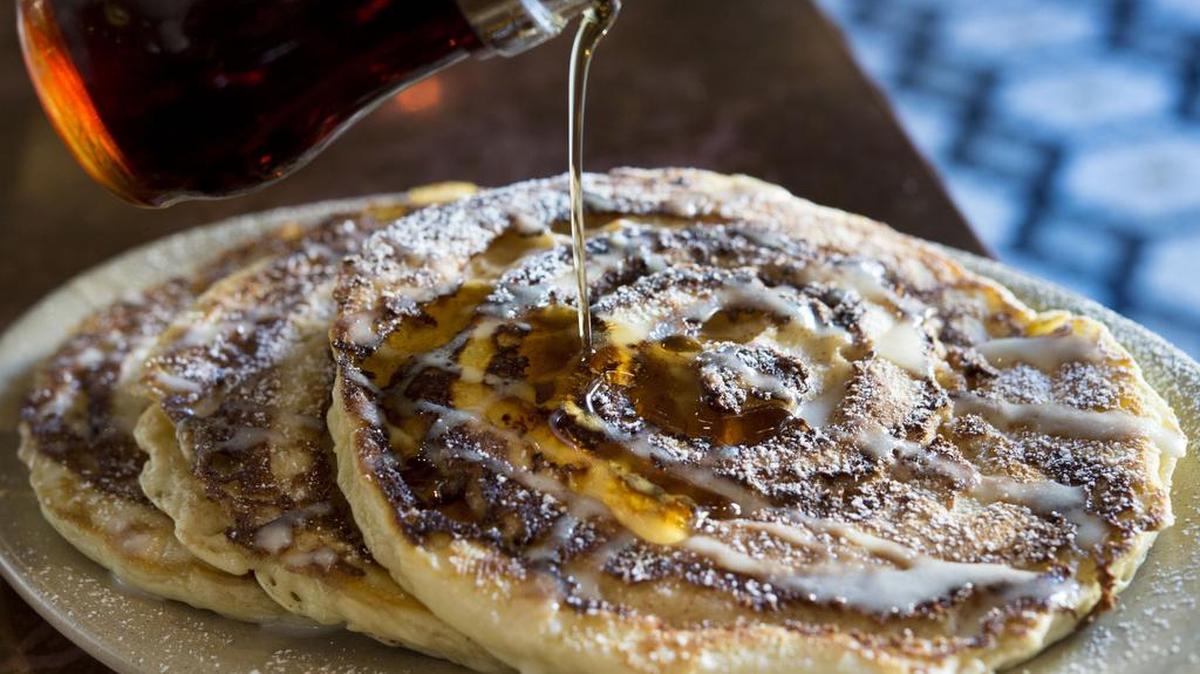 Cinnamon roll pancakes, topped with whipped cream cheese, are among the brunch items on Iron Horse’s menu. Iron Horse will be hosting Easter brunch at its two locations in Folsom and downtown Sacramento.