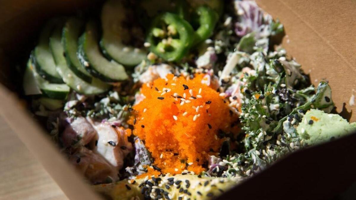 Sashimi kale salad photographed Thursday, March 17, 2016 at Make Fish in Sacramento.