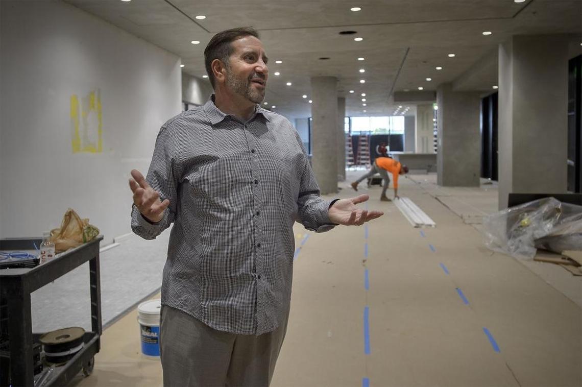 Restaurant owner and Chef Sam Marvin inspects his soon-to-open Echo & Rig Steakhouse next to the Golden 1 Center in Sacramento on Wednesday, Feb. 14, 2018. Chef Sam Marvin promises a unique experience for meat lovers in a new age steakhouse that even vegans will enjoy.