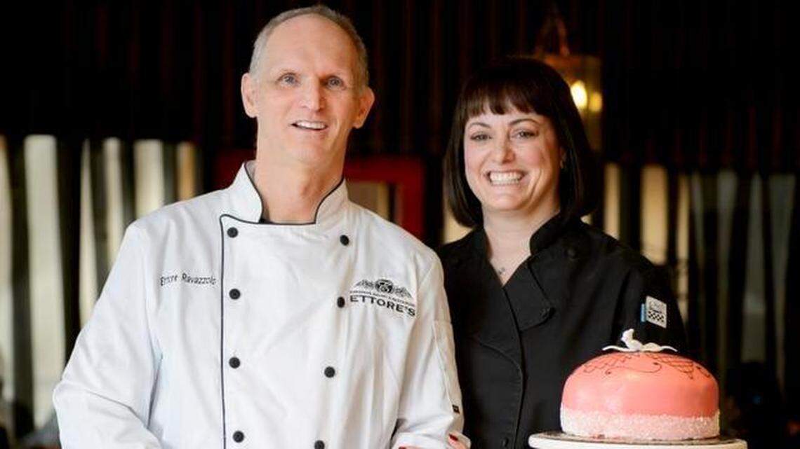 Ettore Ravazzolo and Meggan Rush-Ravazzolo, shown here celebrating the 30th anniversary of Ettore’s European Bakery & Restaurant.