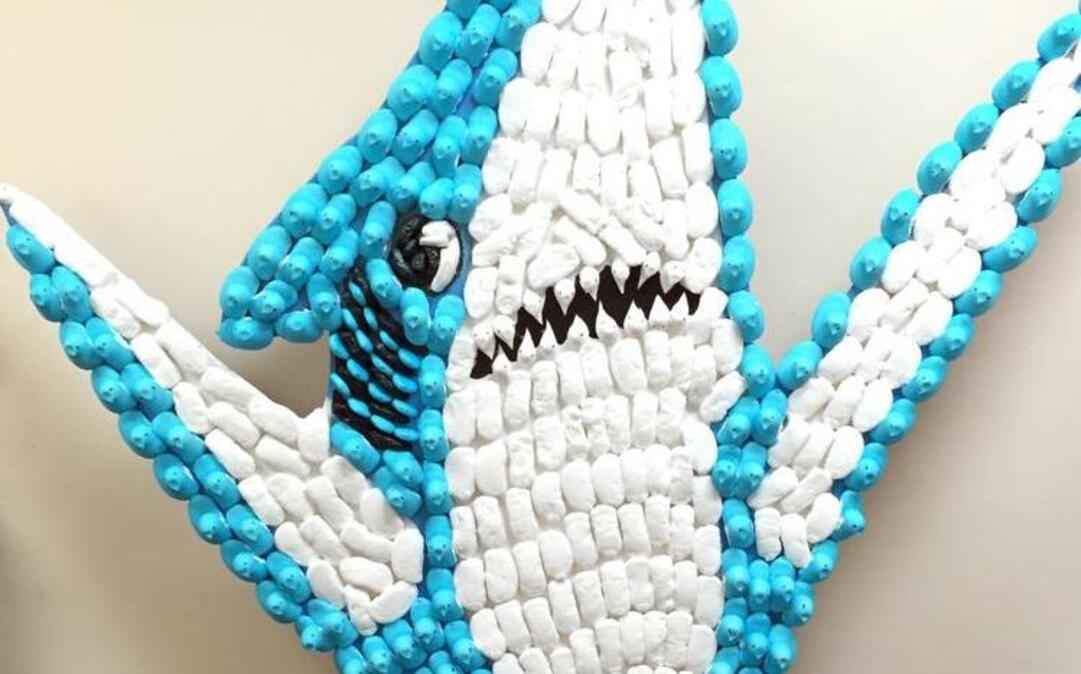 This “Left Shark Peeps” diorama, inspired by Katy Perry’s 2015 Super Bowl halftime show, used more than 500 Peeps.