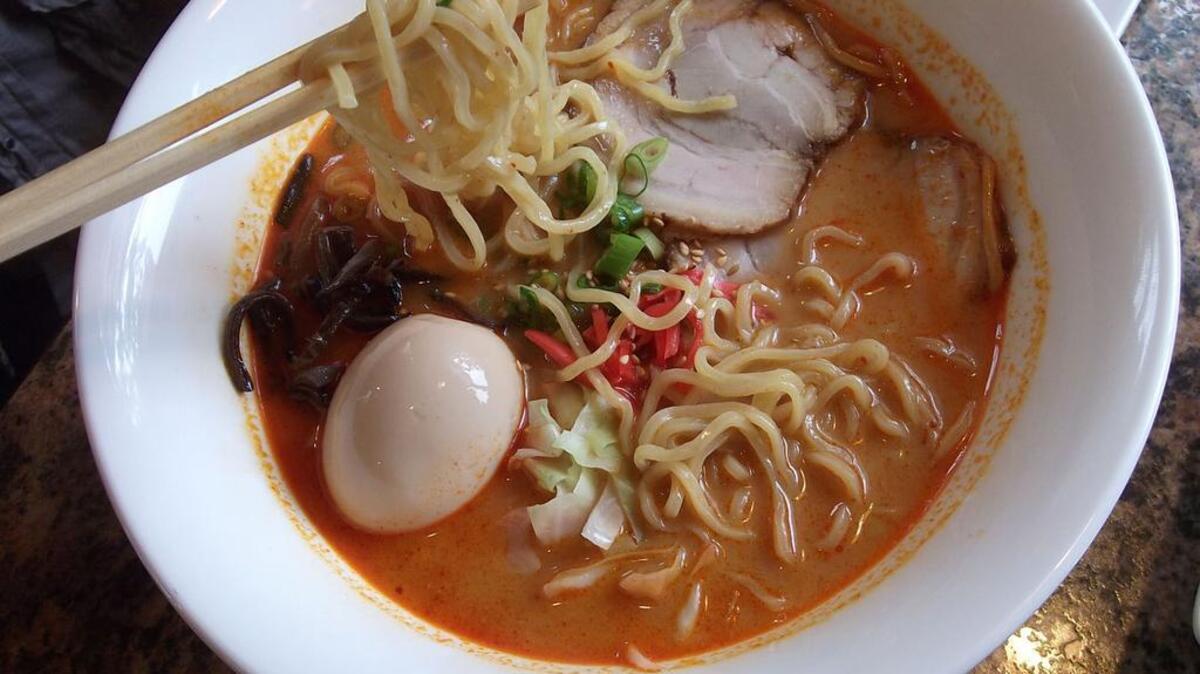 “Red” pork broth-based ramen at Ryujin Ramen House.