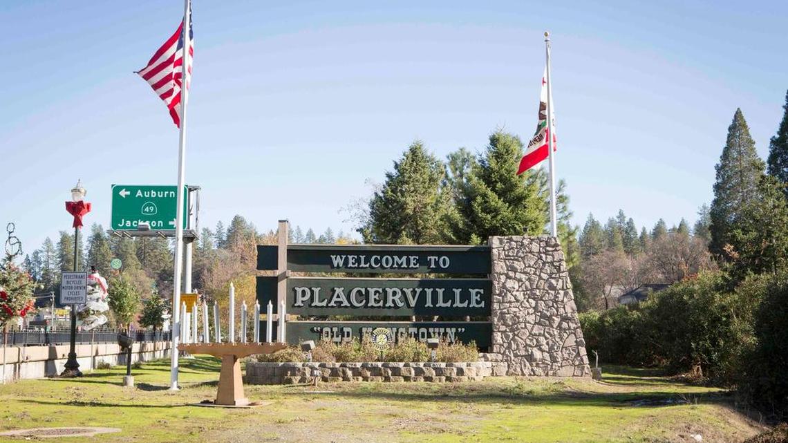 A sign welcomes visitors to Placerville.
