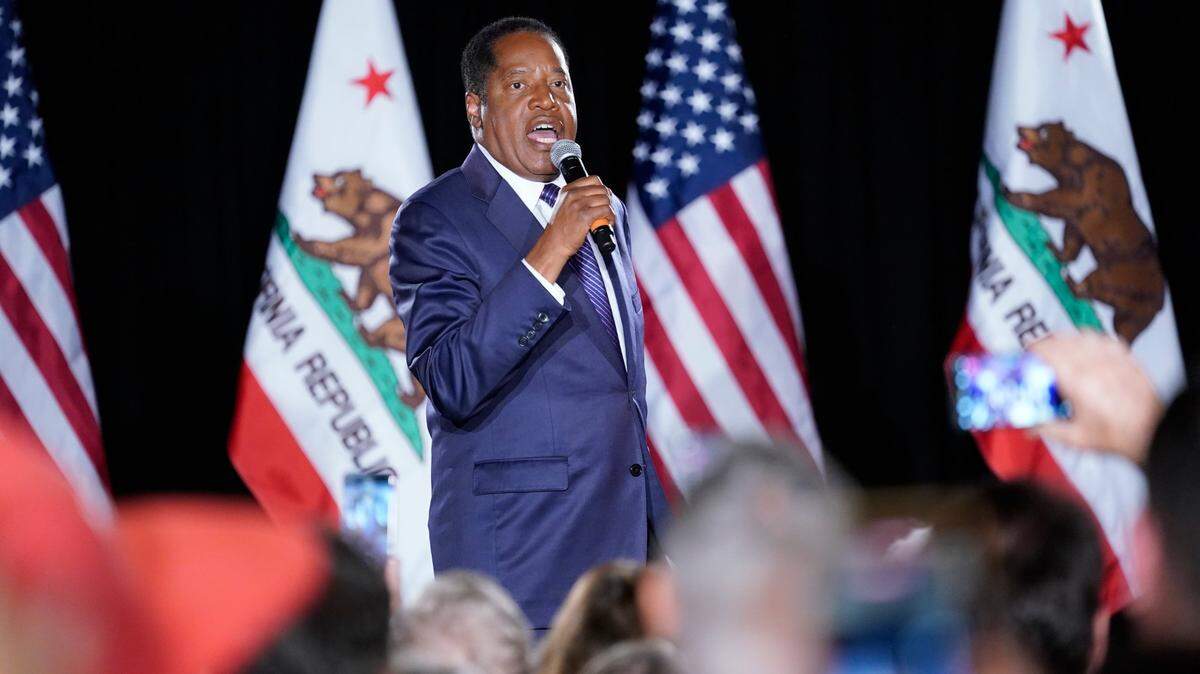 Republican conservative radio host Larry Elder speaks after losing the California gubernatorial recall election in September.