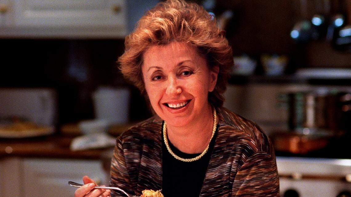 Biba Caggiano, doyenne of Italian cooking in Sacramento, photographed in her kitchen in 2001.