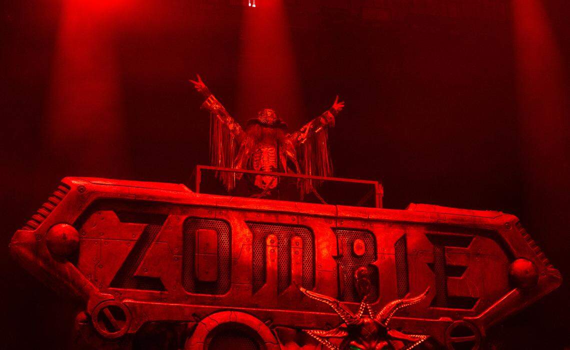 Rob Zombie takes the stage during the Aftershock festival on Sunday, Oct. 5, 2025, in Sacramento’s Discovery Park.
