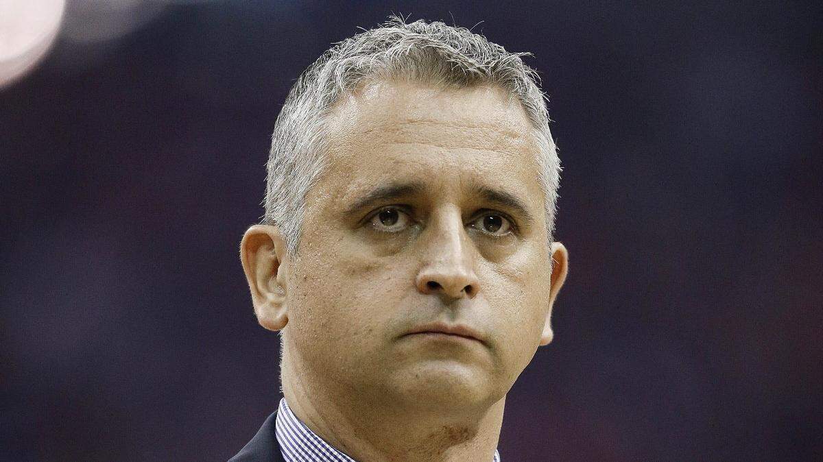 Utah Jazz assistant coach Igor Kokoskov stands during a timeout in the first half of Game 2 in the team’s NBA basketball second-round playoff series against the Houston Rockets, Wednesday, May 2, 2018, in Houston. The Phoenix Suns have hired Kokoskov as their new coach. (AP Photo/Eric Christian Smith)