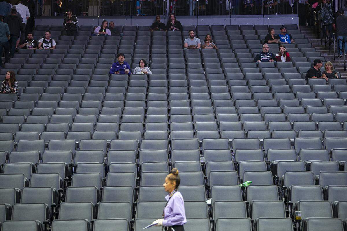 Sacramento Kings fans sit in the stands at the Golden 1 Center on Wednesday, March 11, 2020 in Sacramento after the NBA suspends season after Jazz’s Rudy Gobert tests positive for coronavirus.