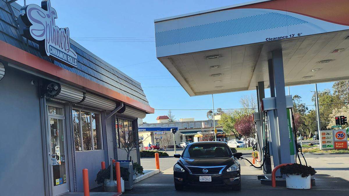 Spinners Cinnamon Rolls is inside a 76 gas station on Sutterville Road in Sacramento, so you can fill up on food and gas.