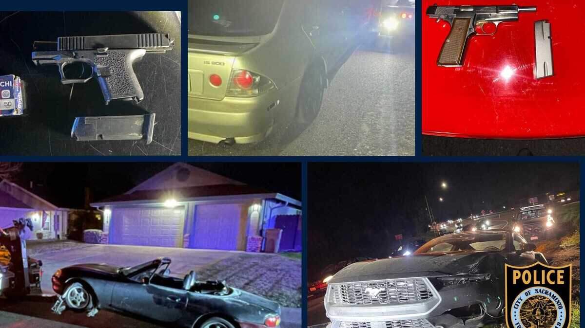 Authorities on Saturday night issued 36 citations, impounded eight vehicles and made four felony arrests as they shutdown a sideshow that drew about 70 vehicles to North Sacramento.