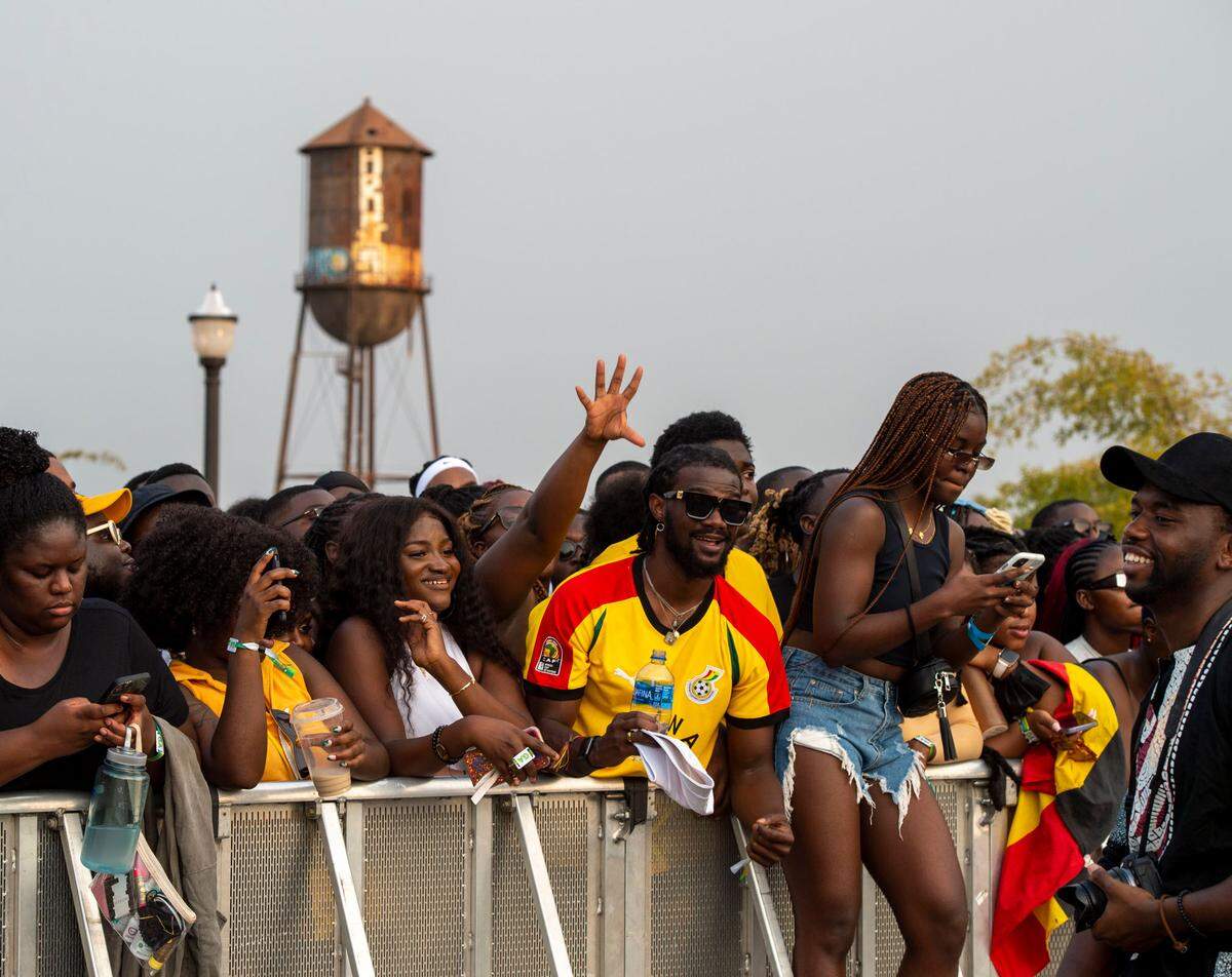 Fans crowd the barricade in the general admission section during Lost in Riddim African and Caribbean music festival at the Sacramento Railyards district on Saturday, Oct. 1, 2021.