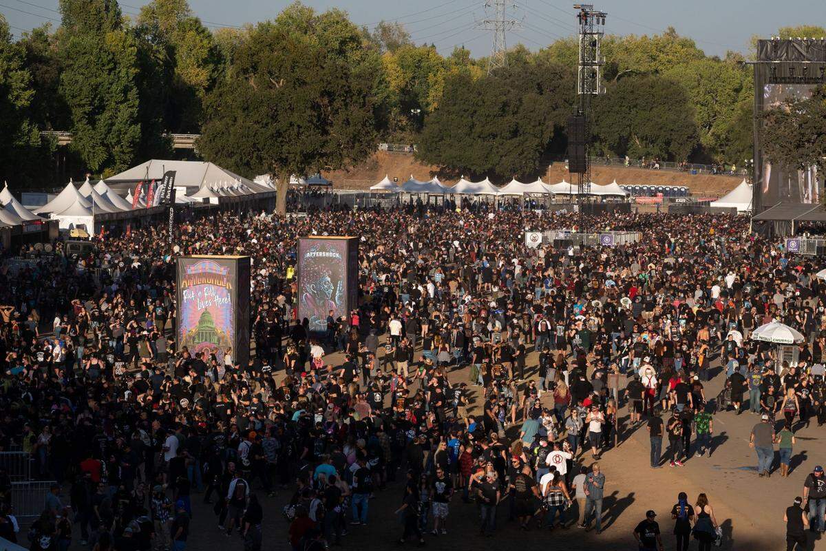 Discovery Park hosts the Aftershock festival, seen on the third day of live music Saturday, Oct. 9, 2021, in Sacramento. The four-day festival, returning after a hiatus in 2020 due to the COVID-19 pandemic, ends Sunday.