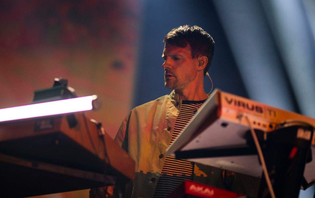 With frontman Scott Hansen on synthesizers, Sacramento band Tycho performs during the opening weekend for Channel 24, a new concert venue in midtown, on Friday.