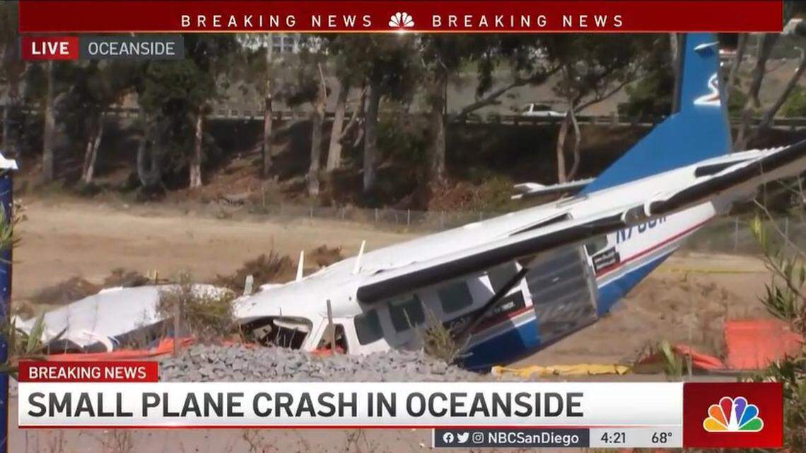 A skydiving plane crash at an Oceanside airport killed a woman and injured a man, California police say.