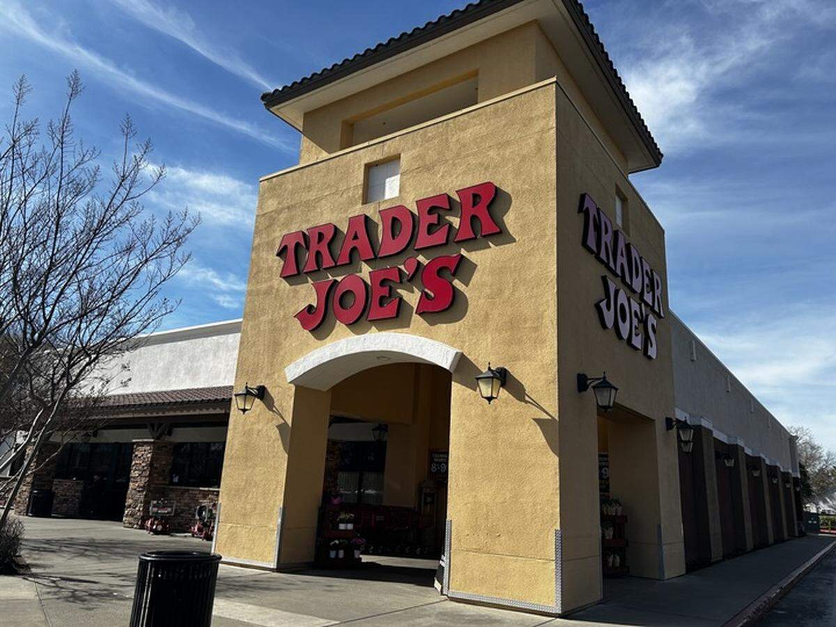 An exterior view of Trader Joe’s market located at 9670 Bruceville Road in Elk Grove, California.