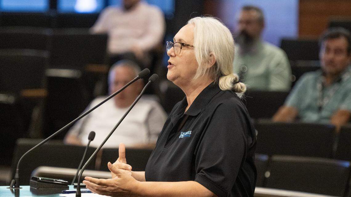 Donna Girot, executive director of Access Sacramento, speaks to the Sacramento Metropolitan Cable Television Commission during a budget meeting on Wednesday in Sacramento. 

 
