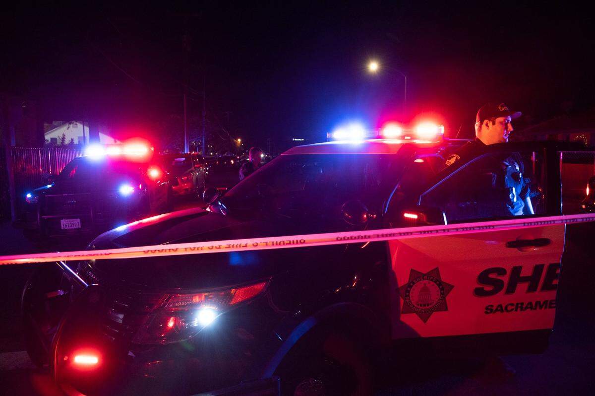 Deputies investigate a shooting at the Church in Sacramento on Wyda Way in Arden Arcade on Feb. 28. A father killed three of his children and an adult before shooting himself at the church.