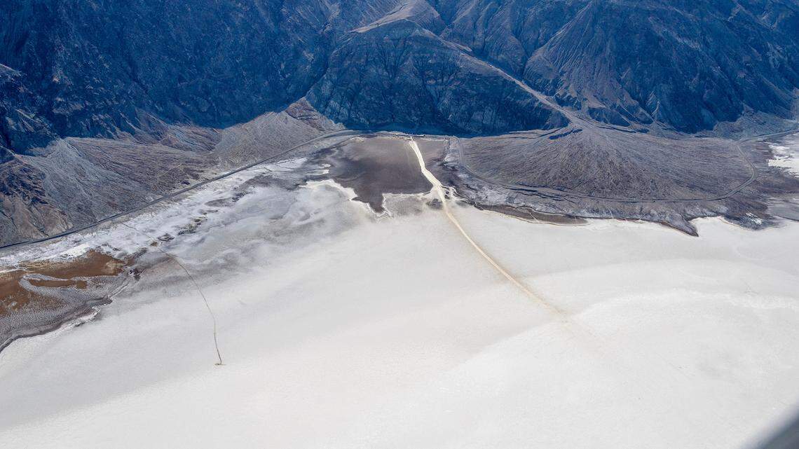The salt flats at Badwater Basin in Death Valley National Park cover nearly 200 square miles and include the lowest point in North America - 282 feet below sea level