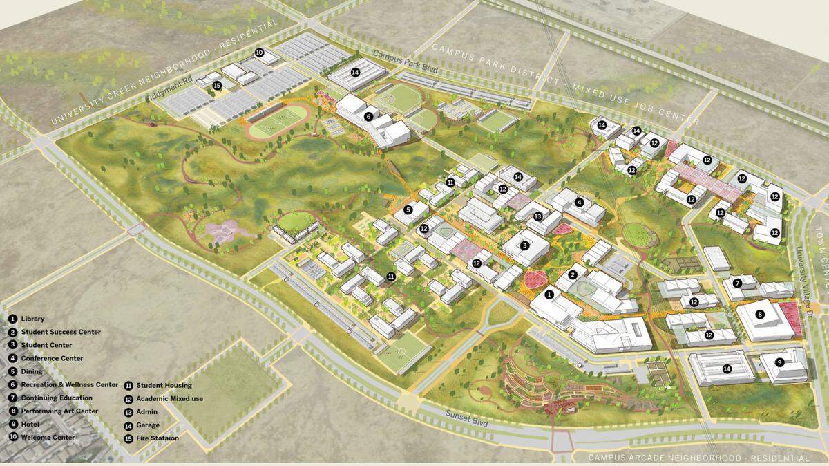 A master plan for the Placer Center, a joint Sacramento State-Sierra College campus planned in west Roseville, was approved in January by the CSU Board of Trustees.