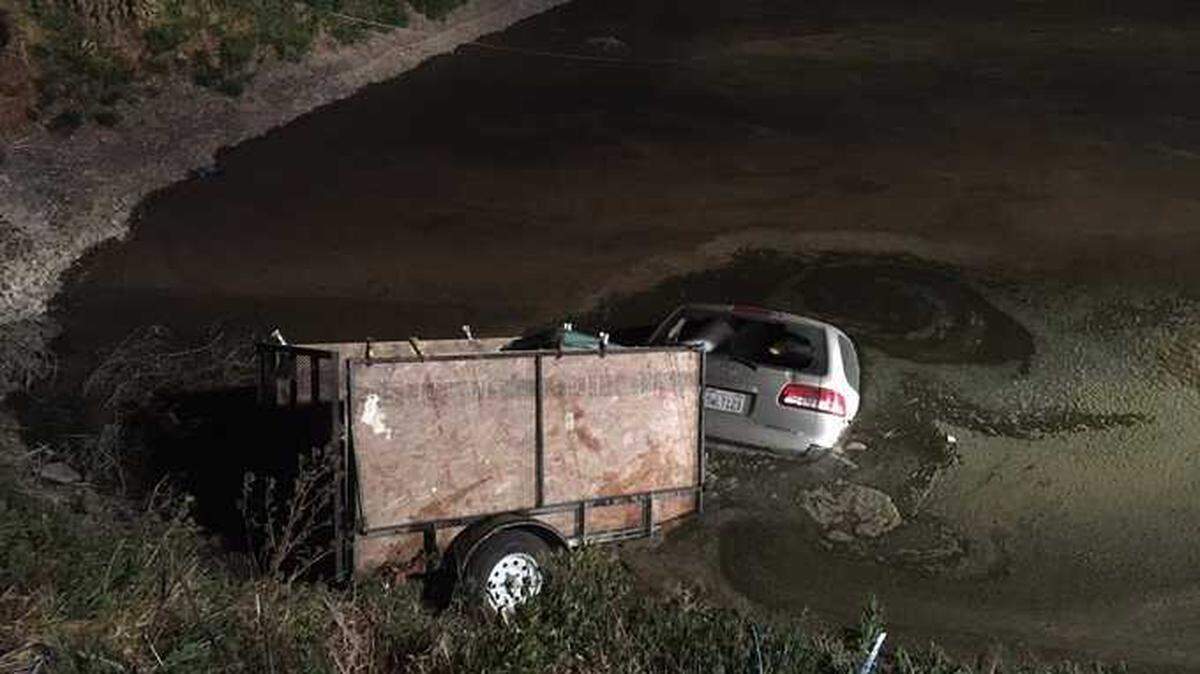Authorities rescued a suspected drunk driver early Monday after he reportedly crashed his vehicle into a liquid manure storage pond at a dairy farm near Franklin Boulevard near Elk Grove.