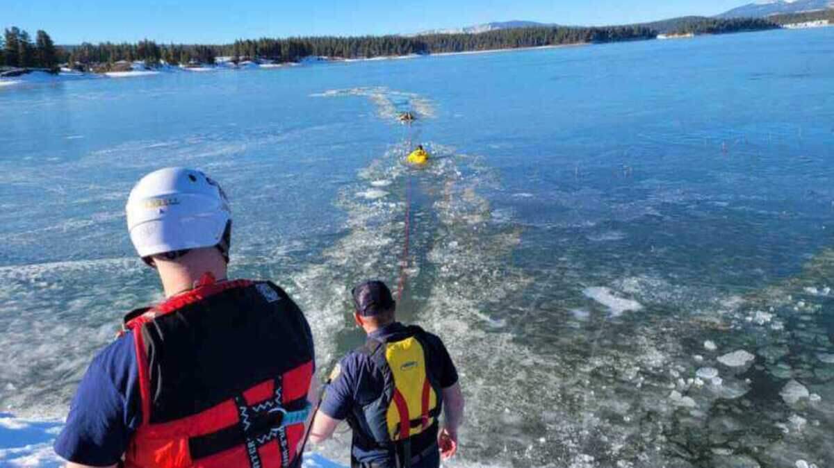 Authorities on Thursday Feb. 10, 2022, rescued a person who fell through the ice into the freezing water of Boca reservoir in Nevada County, California.