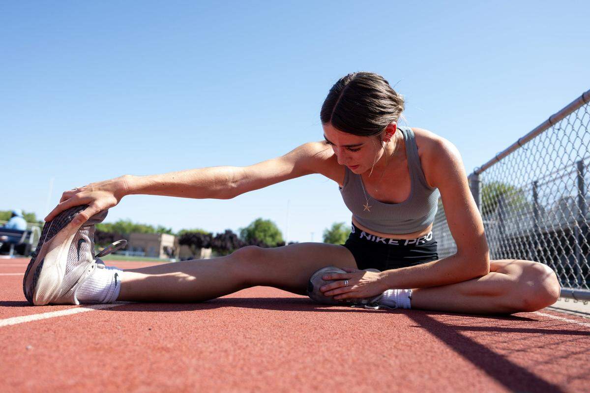 Brooke White trains for her event in the hurdles at River city High School on Tuesday in West Sacramento. She has the second fastest 100 hurdles time in the state and has a chance to win gold at the CIF State Championships in Fresno this weekend.