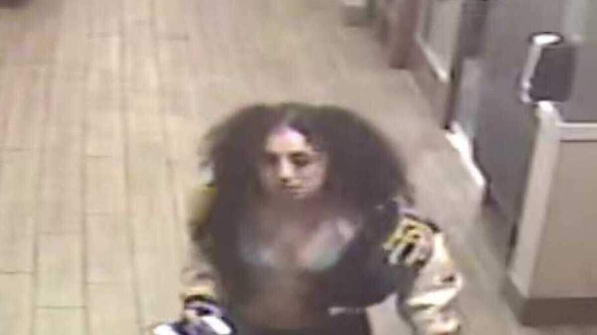 A female suspect connected to the assault of an IHOP employee walks through the restaurant on April 30, 2023. Two female suspects are wanted in the case where the victim suffered significant injuries after allegedly being knocked to the ground and beaten, deputies said. The Sheriff’s Office said it is looking for the public’s assistance in identifying and locating the suspects.