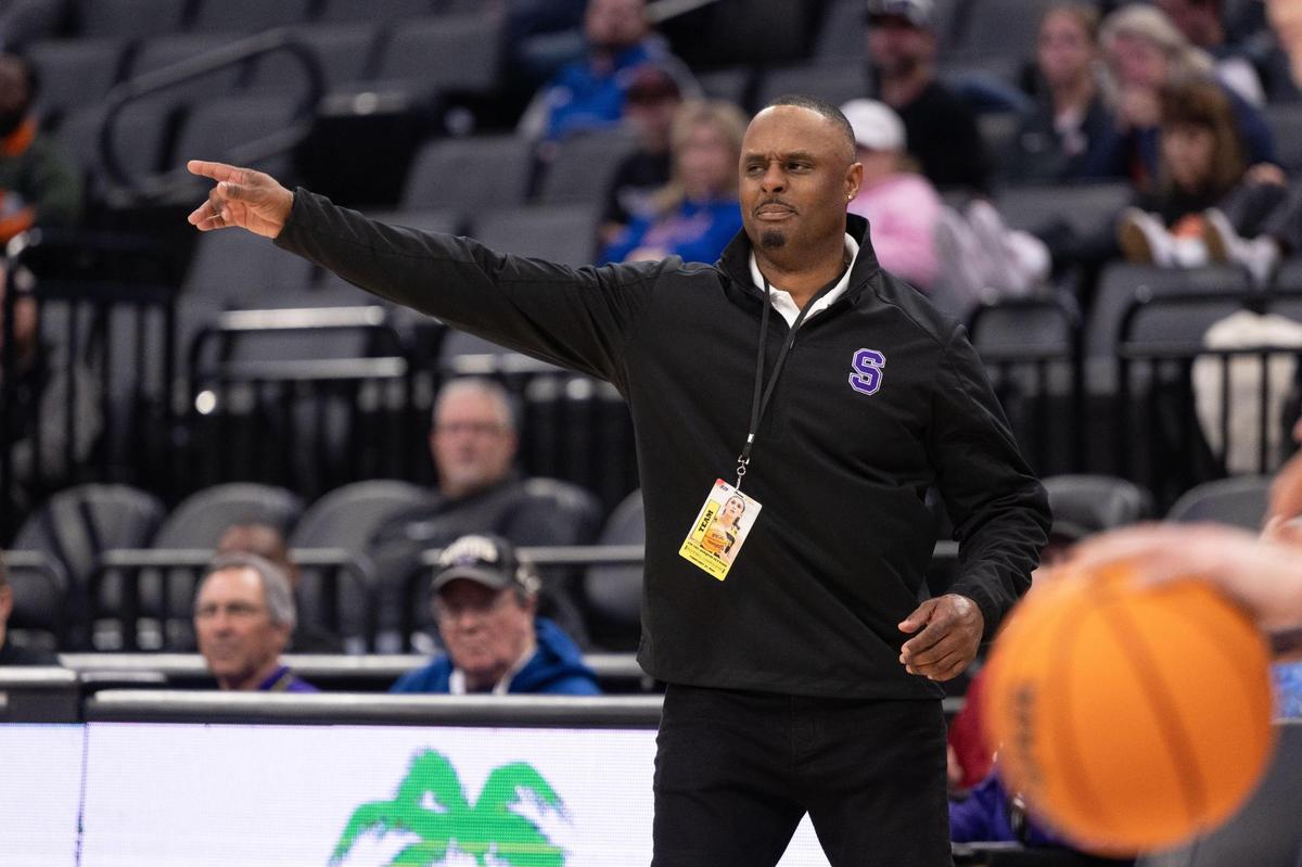 Sacramento High coach Sidney Duplessis calls a play during the CIF Sac-Joaquin Section Division III boys basketball section championship game on Wednesday at Golden 1 Center.