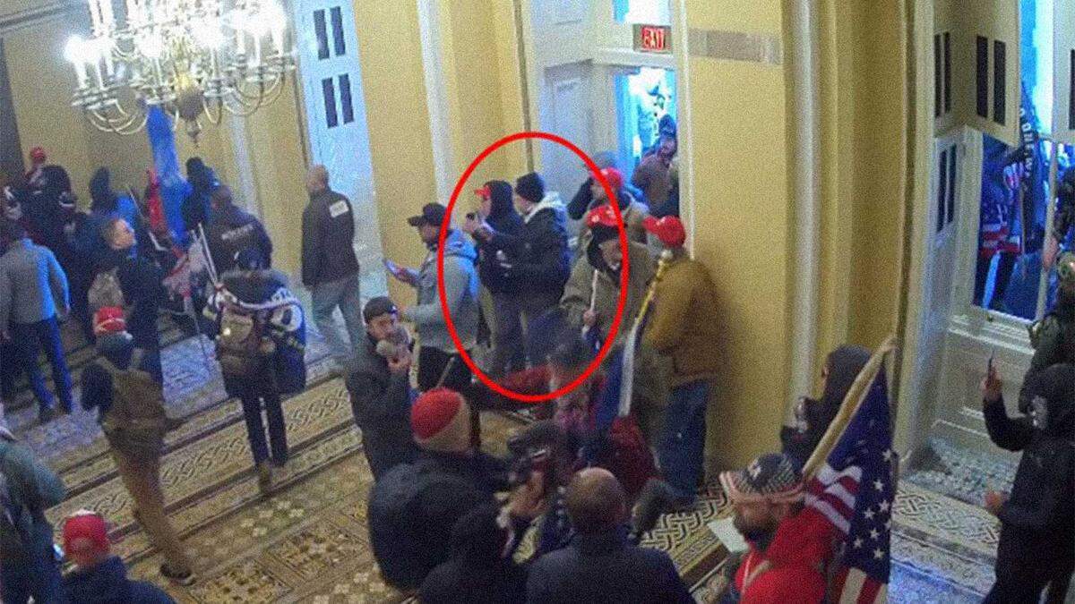 Patrick Woehl is circled as he enters the U.S. Capitol’s Senate Wing entrance on Jan. 6, 2021, in a photo provided by the FBI and federal prosecutors. Colton and another Citrus Heights resident, Kyle Travis Colton, have been separately charged in connection with the insurrection as Congress certified the results of the 2020 election.