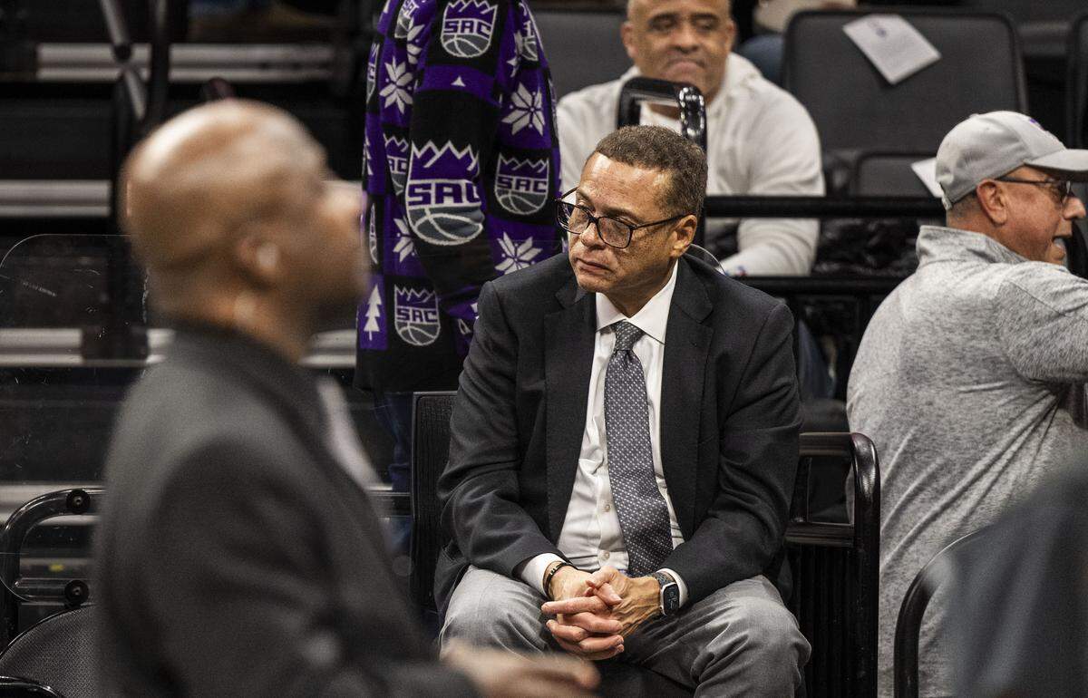 Sacramento Kings general manager Scott Perry watches as his team is unable to overcome the Denver Nuggets during an NBA game at Golden 1 Center on Thursday, Dec. 11, 2025.